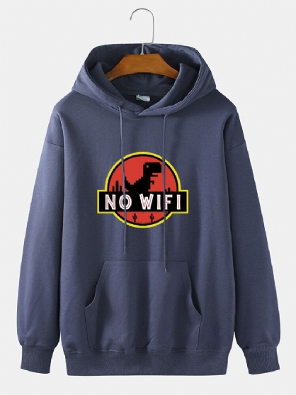 Hombre Dinosaur No Wifi Graphic Print Casual Sudadera Con Capucha Suelta