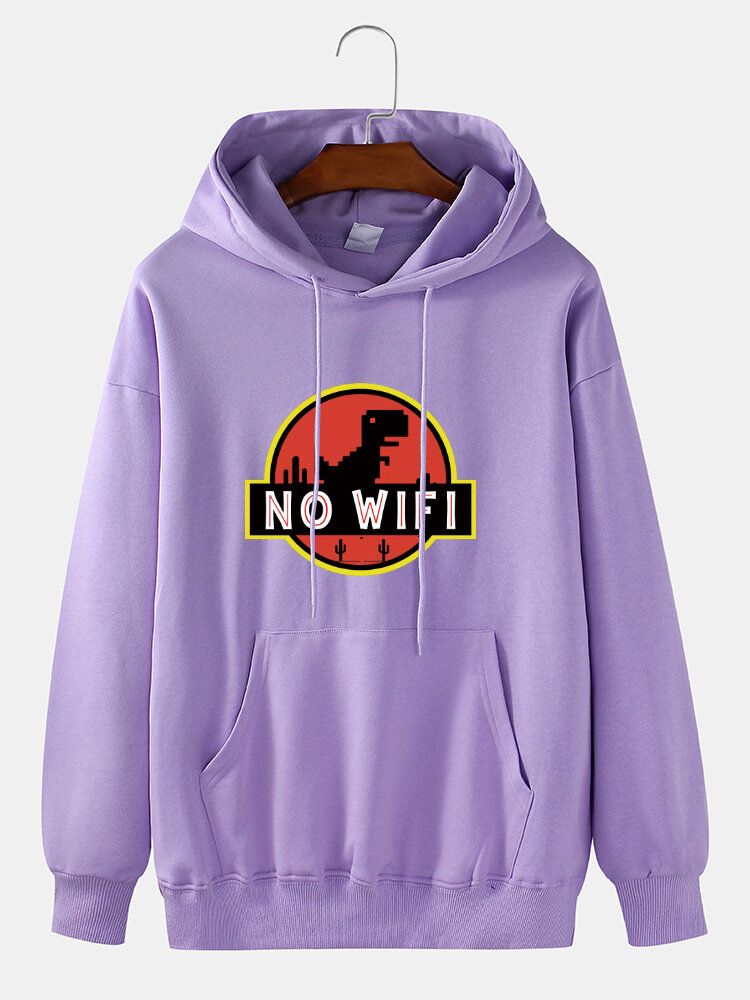 Hombre Dinosaur No Wifi Graphic Print Casual Sudadera Con Capucha Suelta