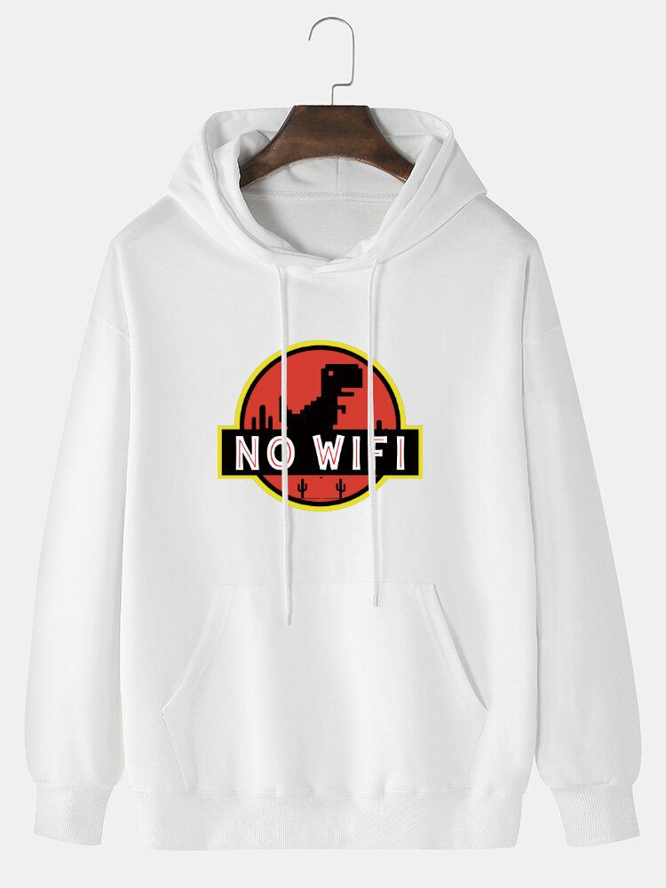 Hombre Dinosaur No Wifi Graphic Print Casual Sudadera Con Capucha Suelta