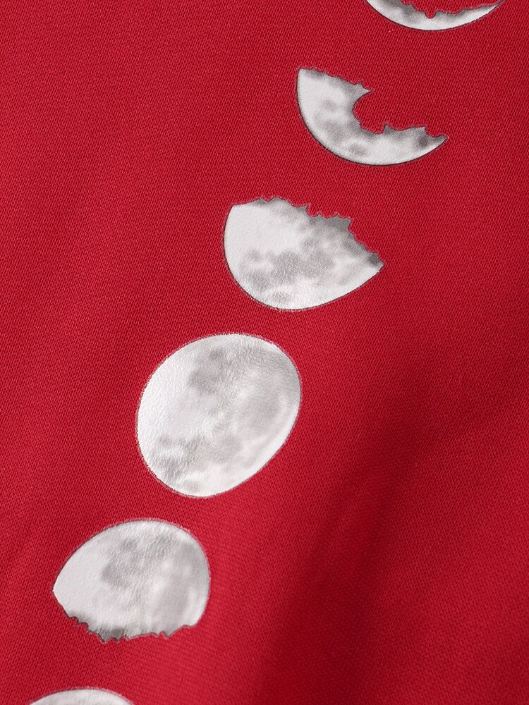 Sudadera Casual De Manga Larga Con Cuello Redondo Y Estampado De Luna Para Mujer