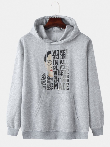 Sudadera Con Capucha De Ajuste Relajado Informal Con Estampado Gráfico De Letras Y Figuras Divertidas Para Hombre