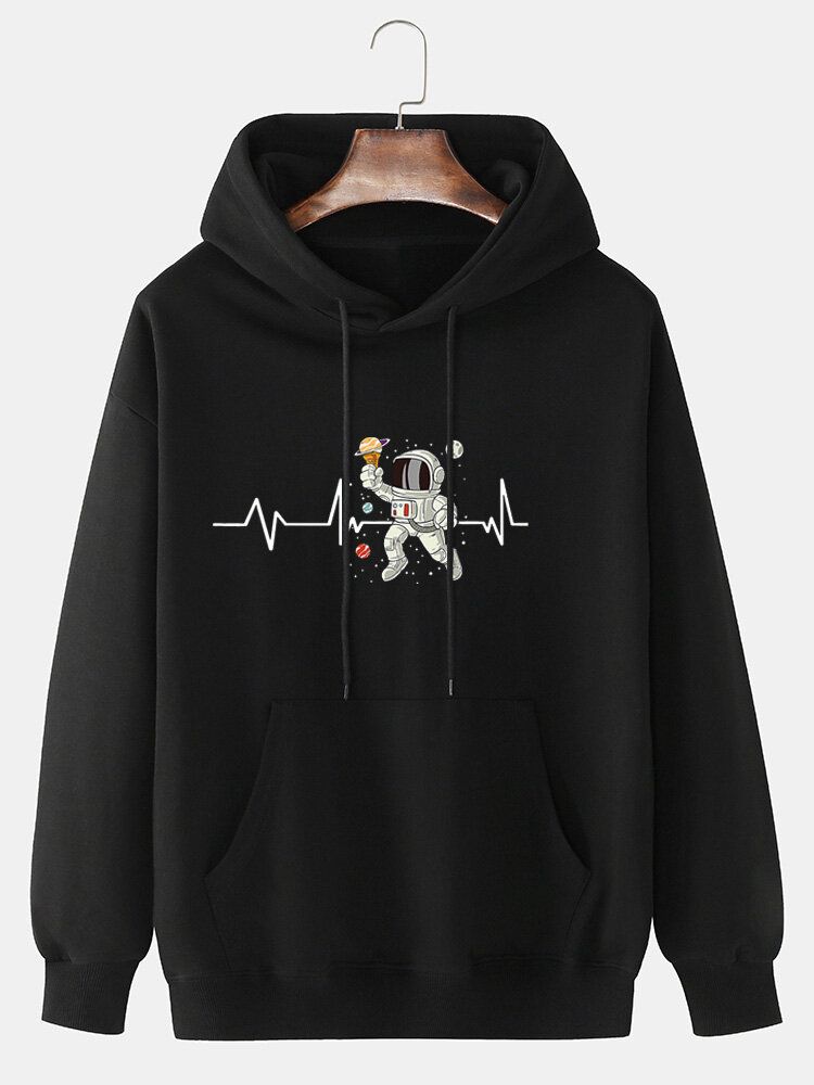 Sudadera Con Capucha De Algodón Con Estampado De Astronauta Y Helado De Ecg Para Hombre