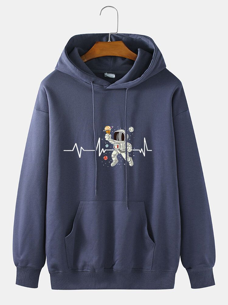 Sudadera Con Capucha De Algodón Con Estampado De Astronauta Y Helado De Ecg Para Hombre