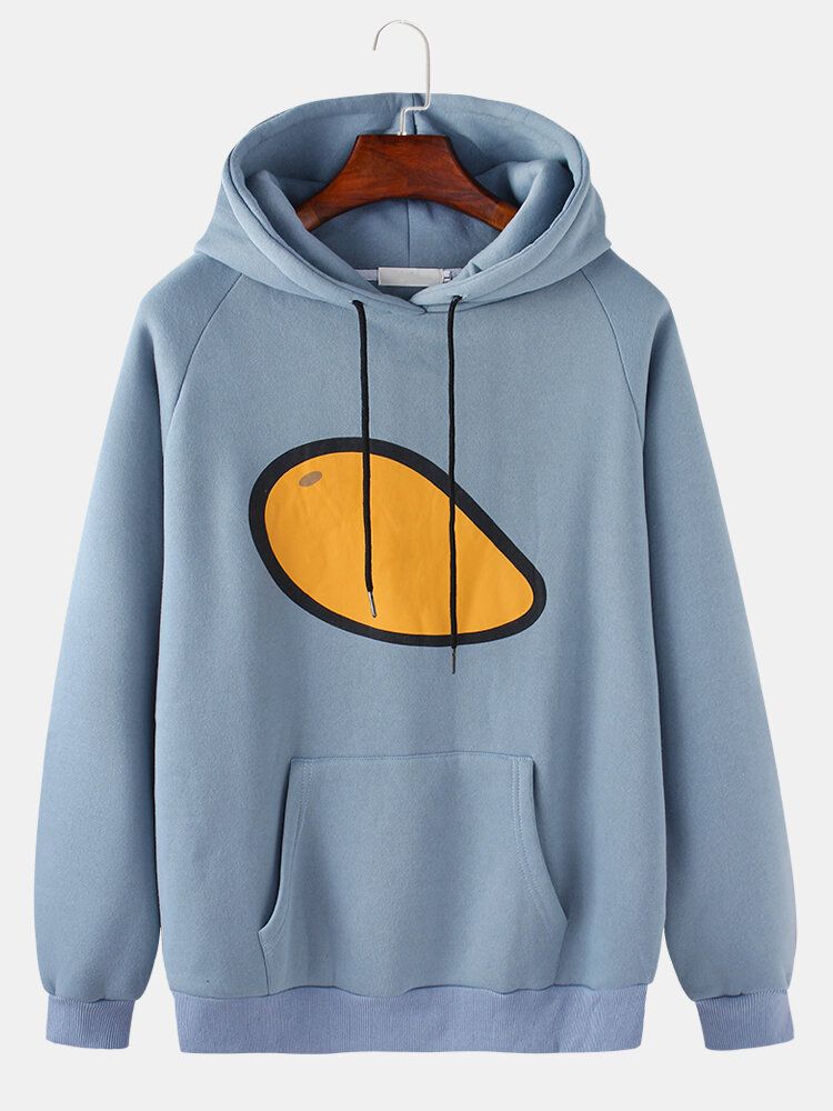 Sudadera Con Capucha Casual Con Cordón Y Estampado De Frutas De Dibujos Animados Lindo Para Hombre Con Bolsillo De Canguro