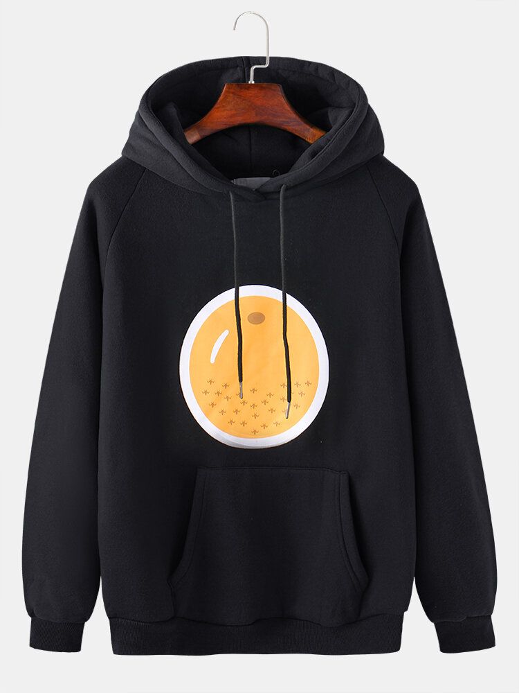 Sudadera Con Capucha Casual Con Cordón Y Estampado De Frutas De Dibujos Animados Lindo Para Hombre Con Bolsillo De Canguro