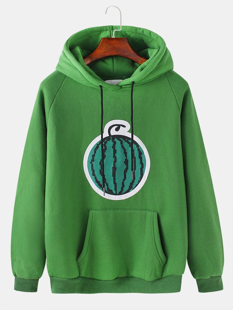 Sudadera Con Capucha Casual Con Cordón Y Estampado De Frutas De Dibujos Animados Lindo Para Hombre Con Bolsillo De Canguro