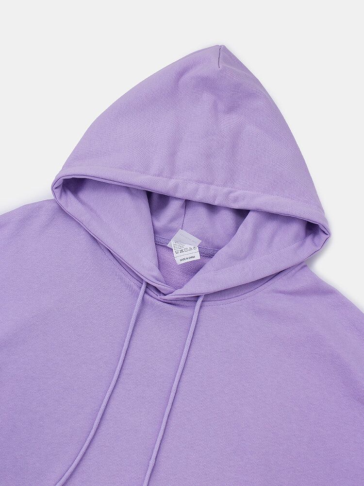 Sudadera Con Capucha De Color Sólido Con Estampado De Papá Noel Divertido 100% Algodón Para Hombre