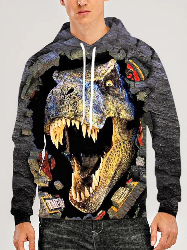 Sudadera Con Capucha Con Cordón De Diseñador Con Estampado De Dinosaurio Animal 3d Para Hombre