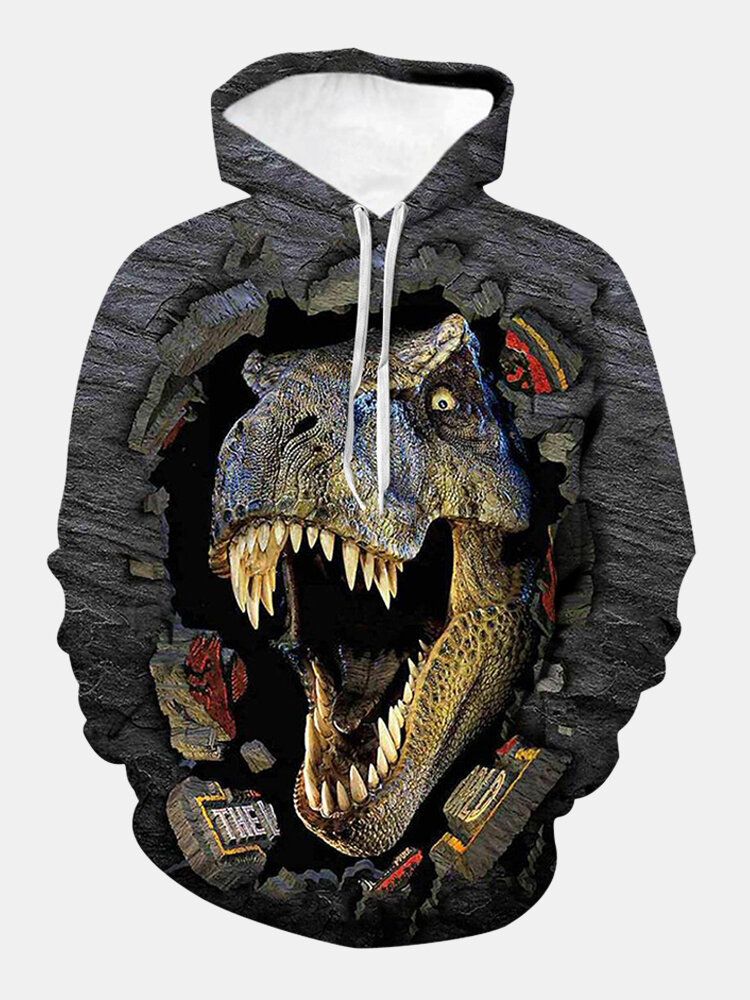 Sudadera Con Capucha Con Cordón De Diseñador Con Estampado De Dinosaurio Animal 3d Para Hombre