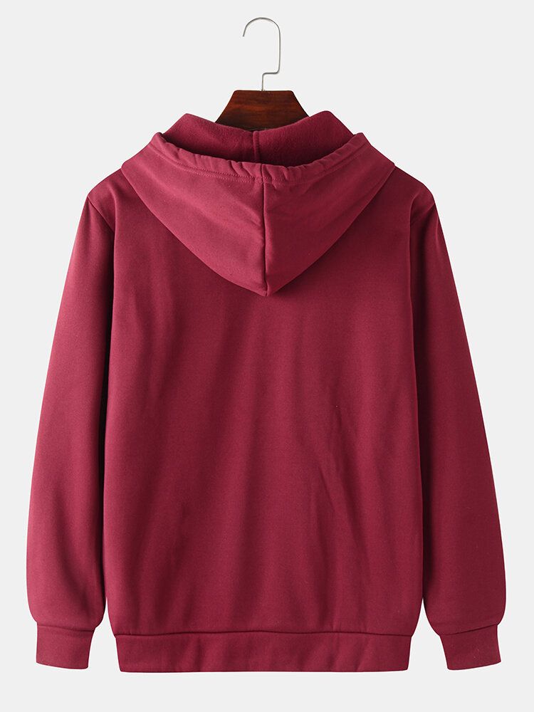 Sudadera Con Capucha Holgada Informal De Ajuste Relajado Con Cordón De Color Sólido De Estilo Básico Para Hombre