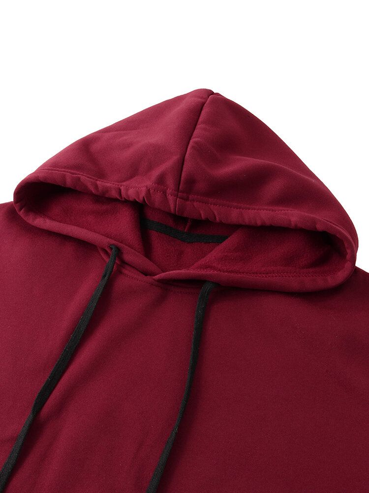 Sudadera Con Capucha Holgada Informal De Ajuste Relajado Con Cordón De Color Sólido De Estilo Básico Para Hombre