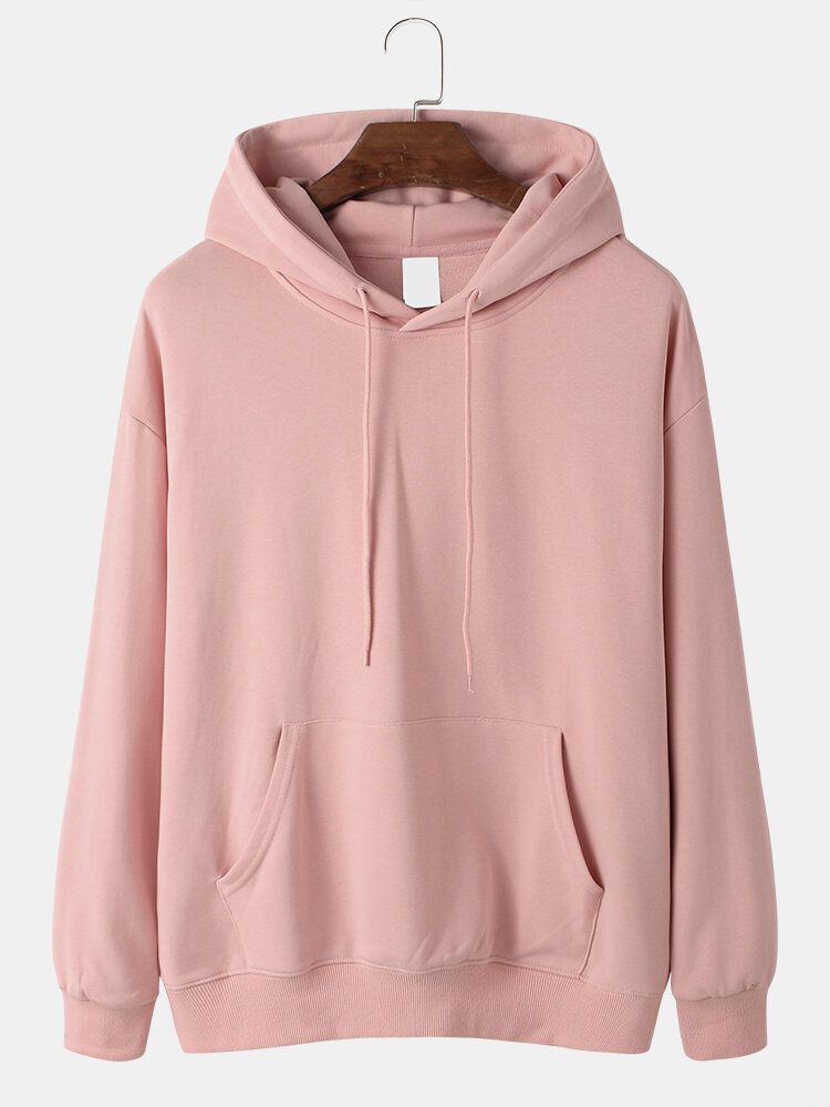 Sudadera Con Capucha Informal De Algodón Sólido Con Estampado En La Espalda Y Estampado De Paisaje Al Atardecer Para Hombre