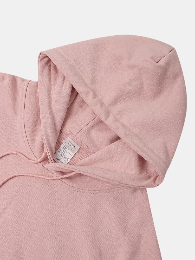 Sudadera Con Capucha Informal De Algodón Sólido Con Estampado En La Espalda Y Estampado De Paisaje Al Atardecer Para Hombre