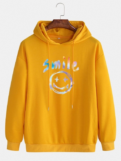 Sudadera Con Capucha Informal Con Cordón Y Estampado De Sonrisa De Graffiti Para Hombre