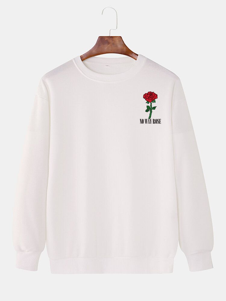 Sudadera Con Capucha Informal Con Cuello Redondo Y Color Sólido Con Estampado De Rosas Para Hombre