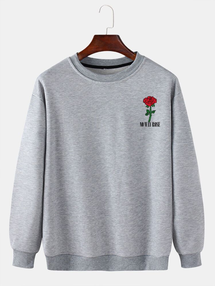 Sudadera Con Capucha Informal Con Cuello Redondo Y Color Sólido Con Estampado De Rosas Para Hombre