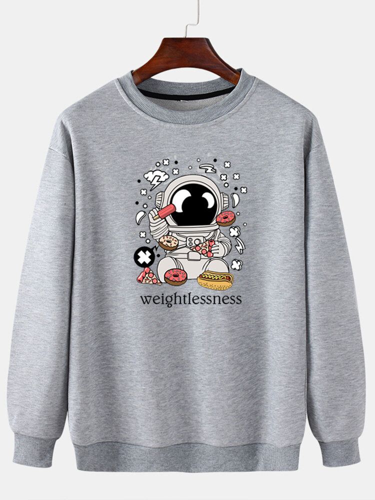 Sudadera Con Capucha Informal Con Cuello Redondo Y Estampado De Astronauta De Dibujos Animados Para Hombre