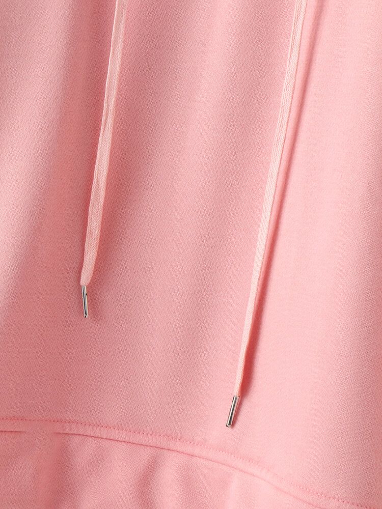 Sudadera Con Capucha Informal Con Dobladillo Dividido Con Cordón De Retazos A Cuadros Para Mujer