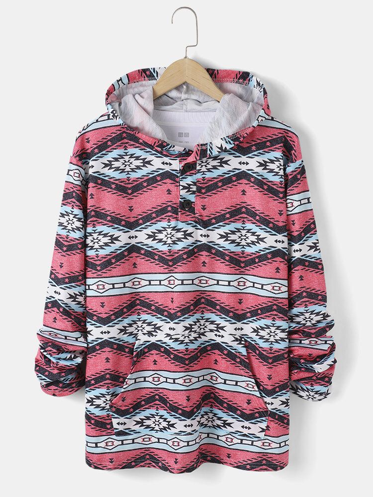 Sudadera Con Capucha Informal Estilo Étnico Con Estampado Tribal Para Hombre