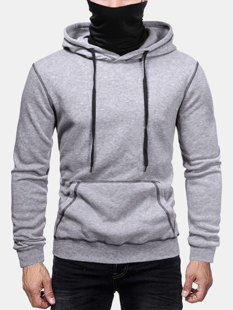 Sudadera Con Capucha Informal Con Hombros Caídos En Contraste De Adentro Hacia Afuera Para Hombre