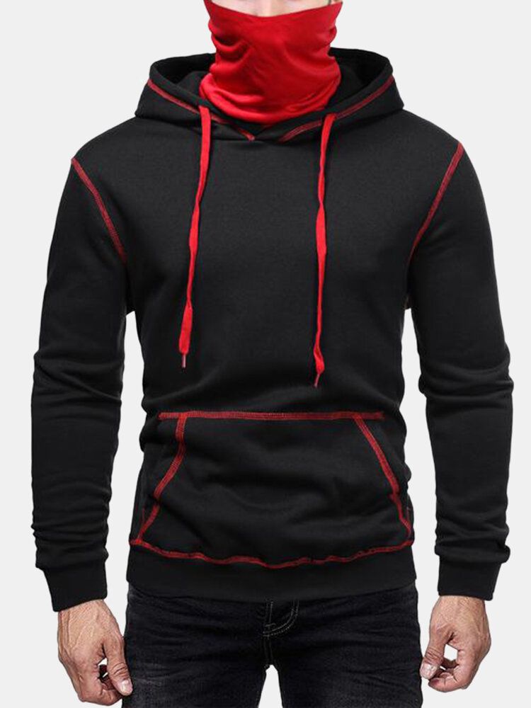 Sudadera Con Capucha Informal Con Hombros Caídos En Contraste De Adentro Hacia Afuera Para Hombre