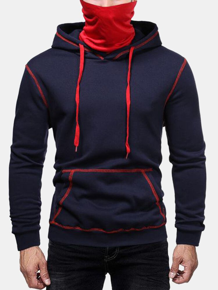 Sudadera Con Capucha Informal Con Hombros Caídos En Contraste De Adentro Hacia Afuera Para Hombre