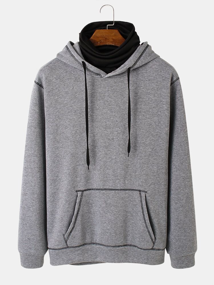 Sudadera Con Capucha Informal Con Hombros Caídos En Contraste De Adentro Hacia Afuera Para Hombre