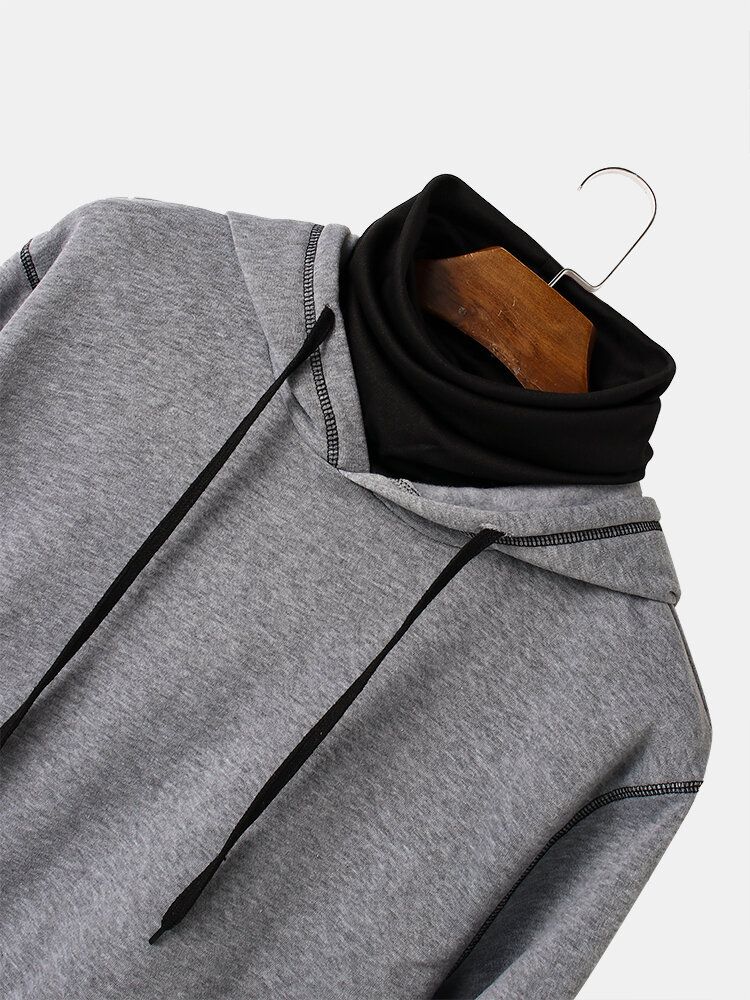 Sudadera Con Capucha Informal Con Hombros Caídos En Contraste De Adentro Hacia Afuera Para Hombre