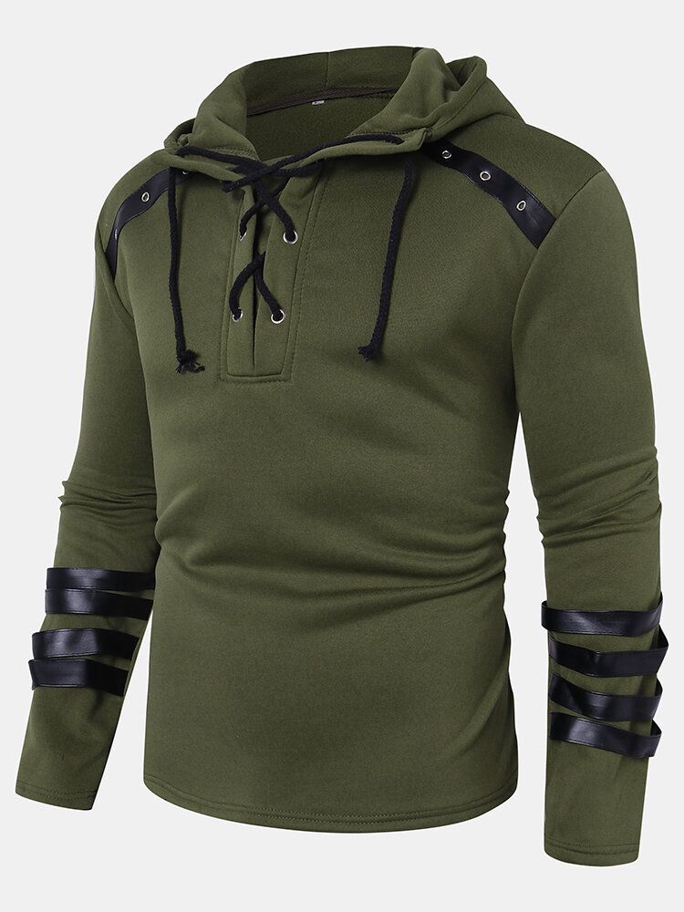 Sudadera Con Capucha Informal Lisa De Diseñador Con Detalle De Manga Larga Y Cuello Con Cordón Para Hombre