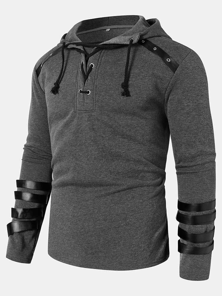 Sudadera Con Capucha Informal Lisa De Diseñador Con Detalle De Manga Larga Y Cuello Con Cordón Para Hombre