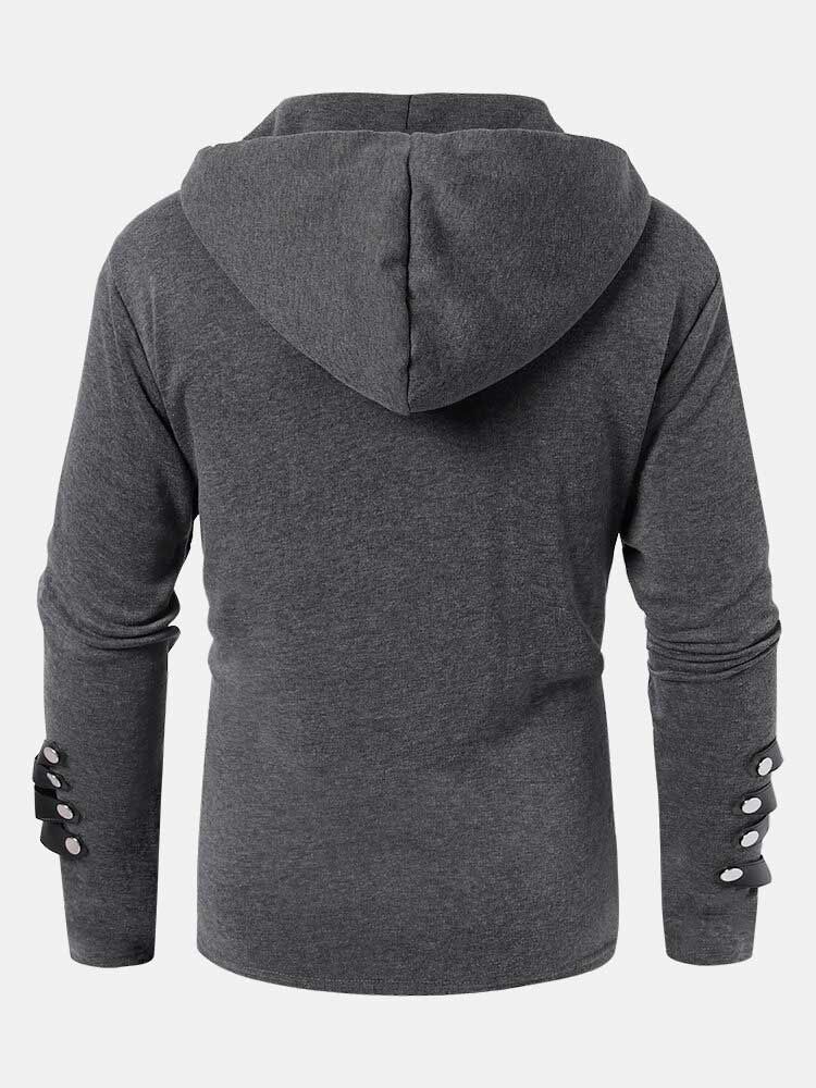 Sudadera Con Capucha Informal Lisa De Diseñador Con Detalle De Manga Larga Y Cuello Con Cordón Para Hombre