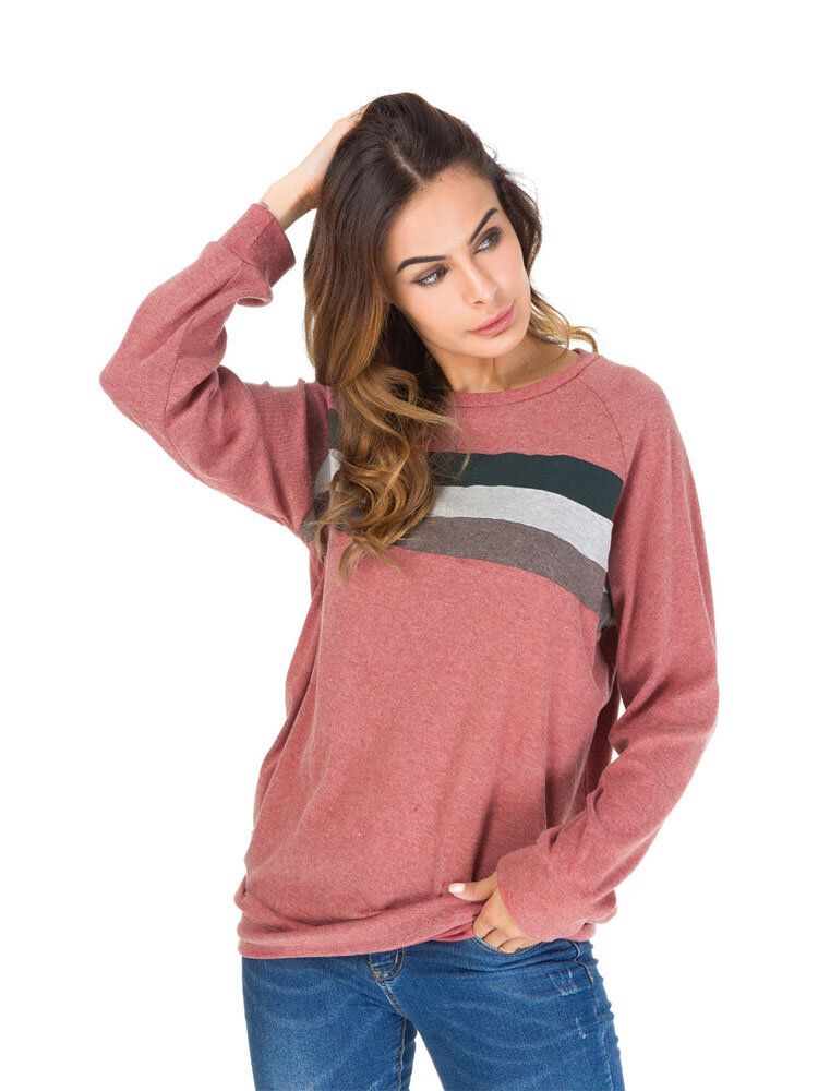 Sudadera Con Capucha De Manga Larga Con Patchwork De Color Casual Con Cuello En O Para Mujer