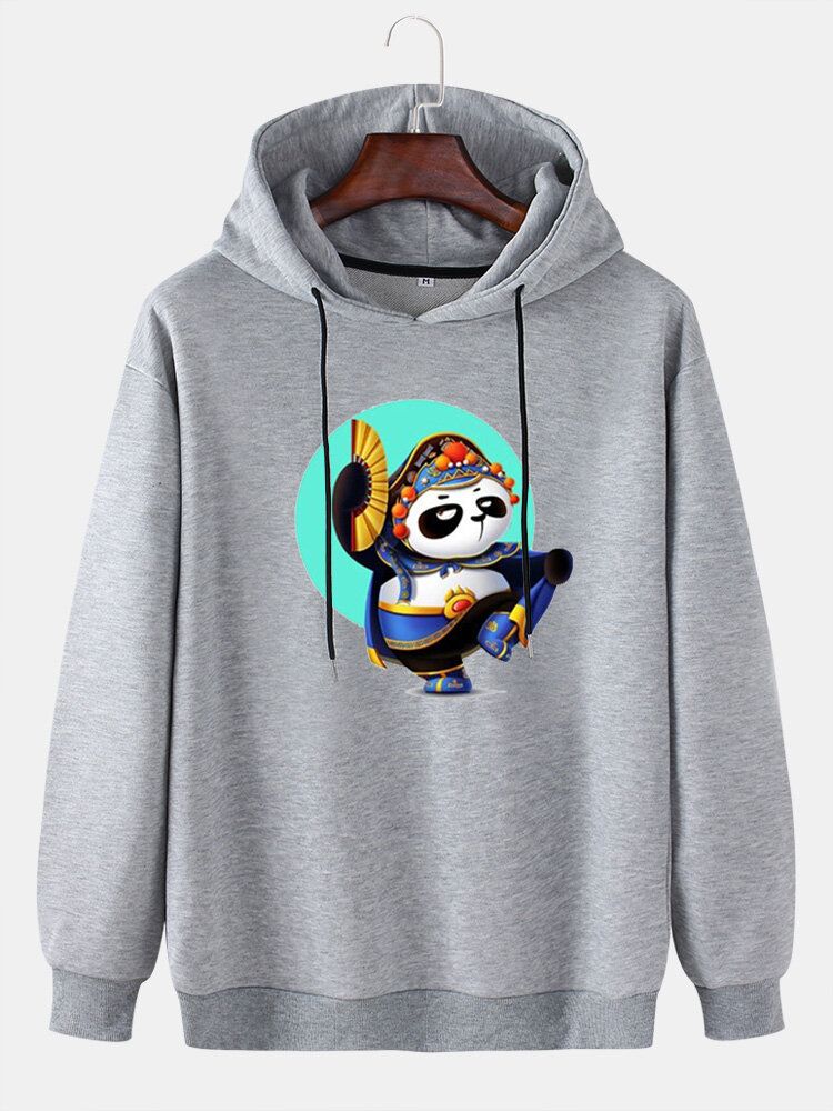 Sudadera Con Capucha Suelta Diaria Con Estampado Gráfico De Panda De Dibujos Animados Para Hombre