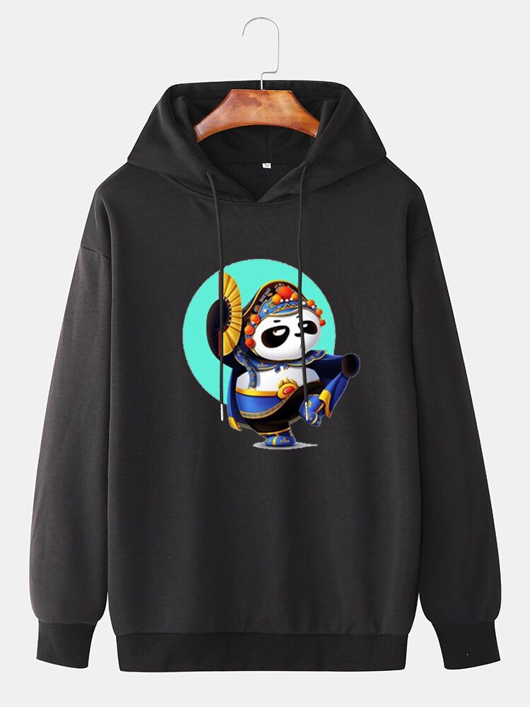 Sudadera Con Capucha Suelta Diaria Con Estampado Gráfico De Panda De Dibujos Animados Para Hombre