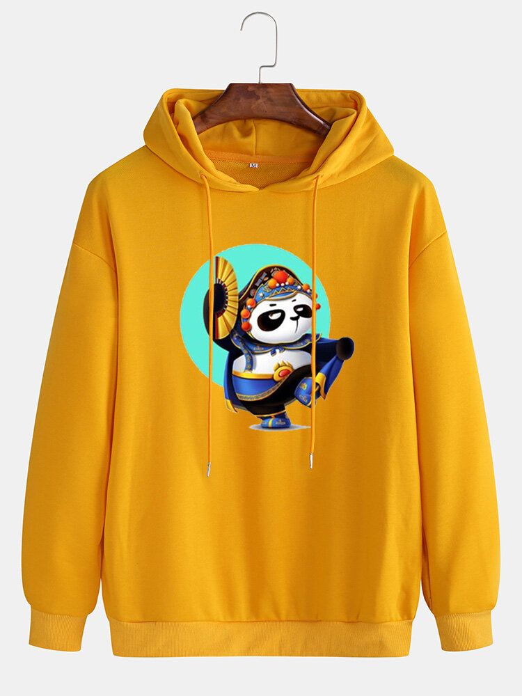 Sudadera Con Capucha Suelta Diaria Con Estampado Gráfico De Panda De Dibujos Animados Para Hombre