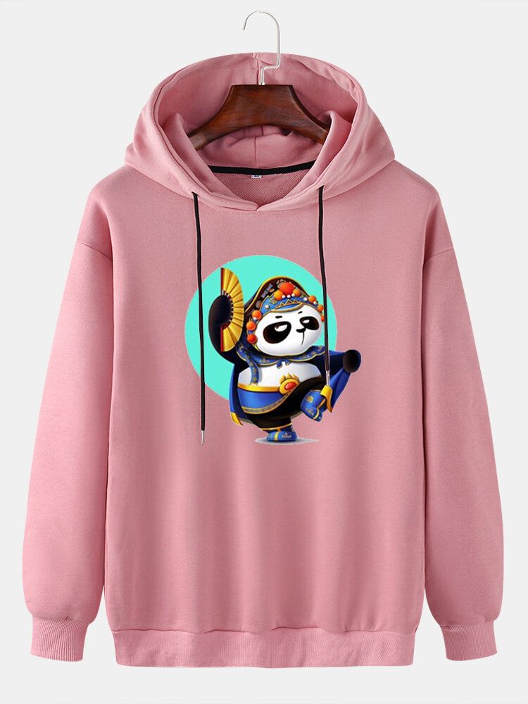 Sudadera Con Capucha Suelta Diaria Con Estampado Gráfico De Panda De Dibujos Animados Para Hombre