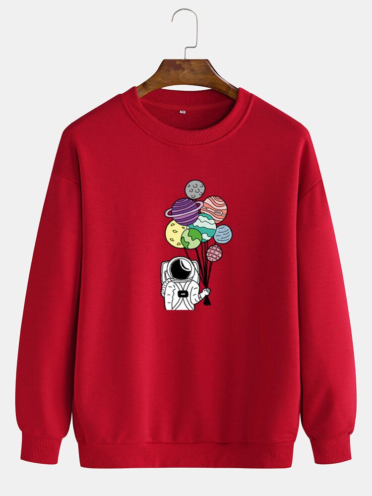 Sudadera Con Gráficos De Astronauta De Dibujos Animados Para Hombre Cuello Redondo Sudaderas Lindas