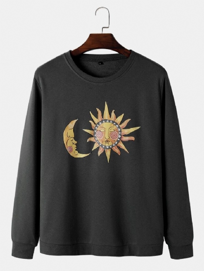 Sudaderas De Algodón Con Cuello Redondo Y Gráfico Celestial De Sun & Moon Para Hombre