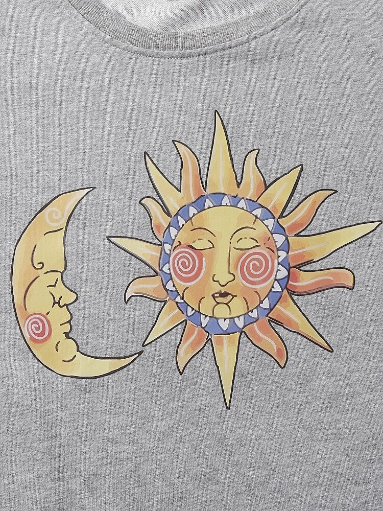 Sudaderas De Algodón Con Cuello Redondo Y Gráfico Celestial De Sun & Moon Para Hombre