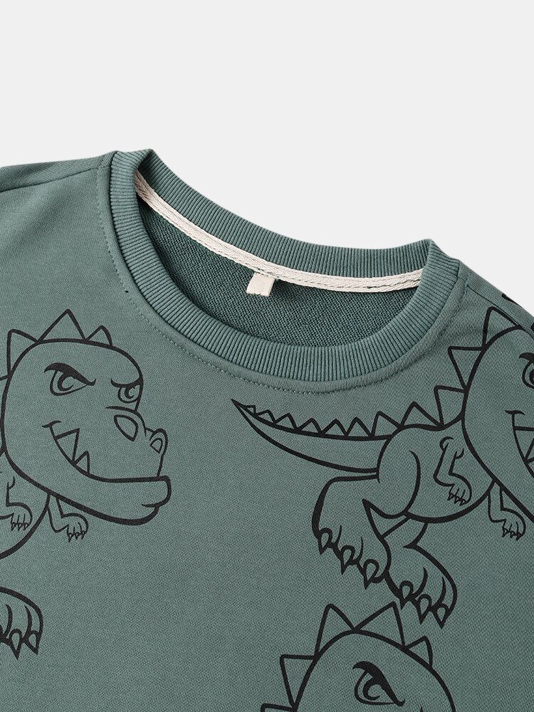 Sudaderas De Calle Con Hombros Descubiertos Y Estampado De Dinosaurio Graffiti Para Hombre