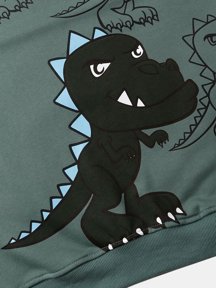 Sudaderas De Calle Con Hombros Descubiertos Y Estampado De Dinosaurio Graffiti Para Hombre