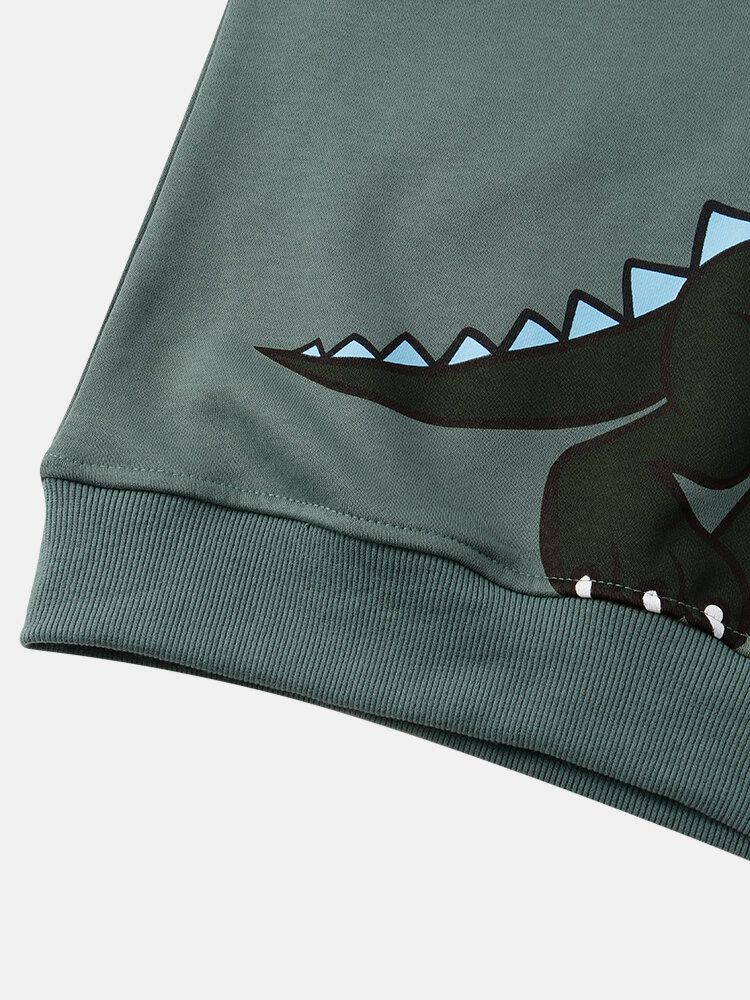 Sudaderas De Calle Con Hombros Descubiertos Y Estampado De Dinosaurio Graffiti Para Hombre