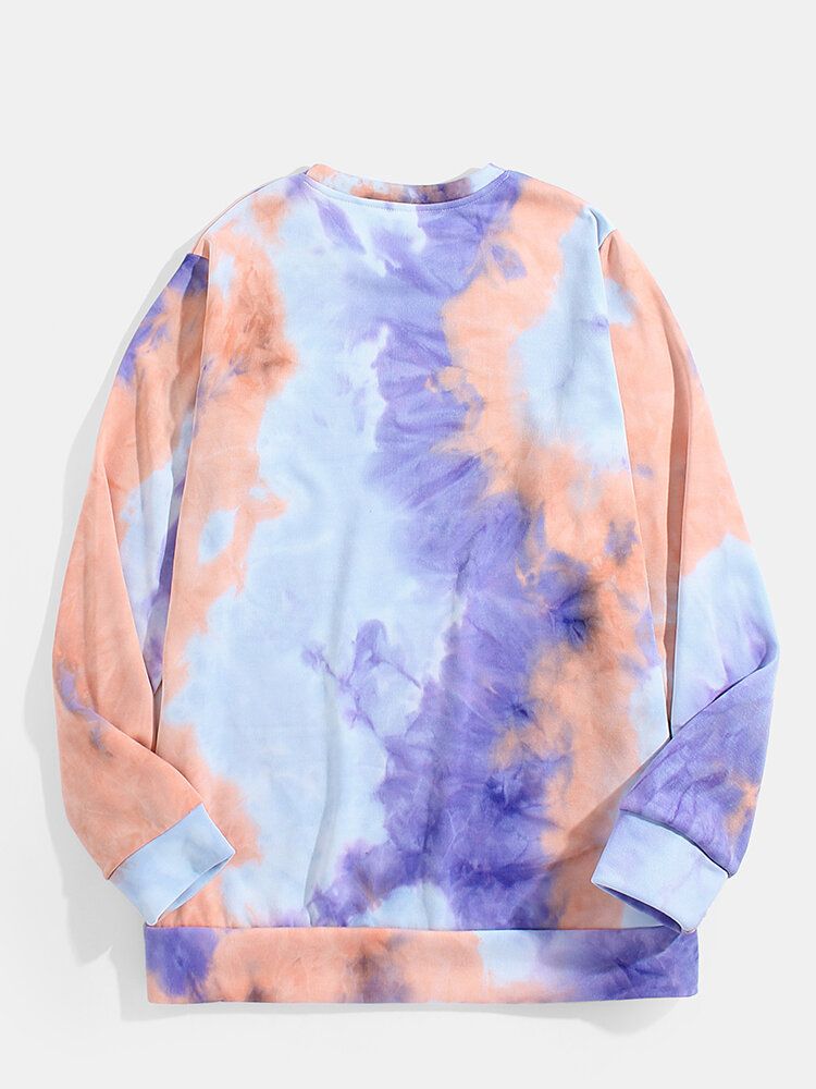 Sudaderas Casuales Con Cuello Redondo Y Estampado Tie Dye Para Hombre