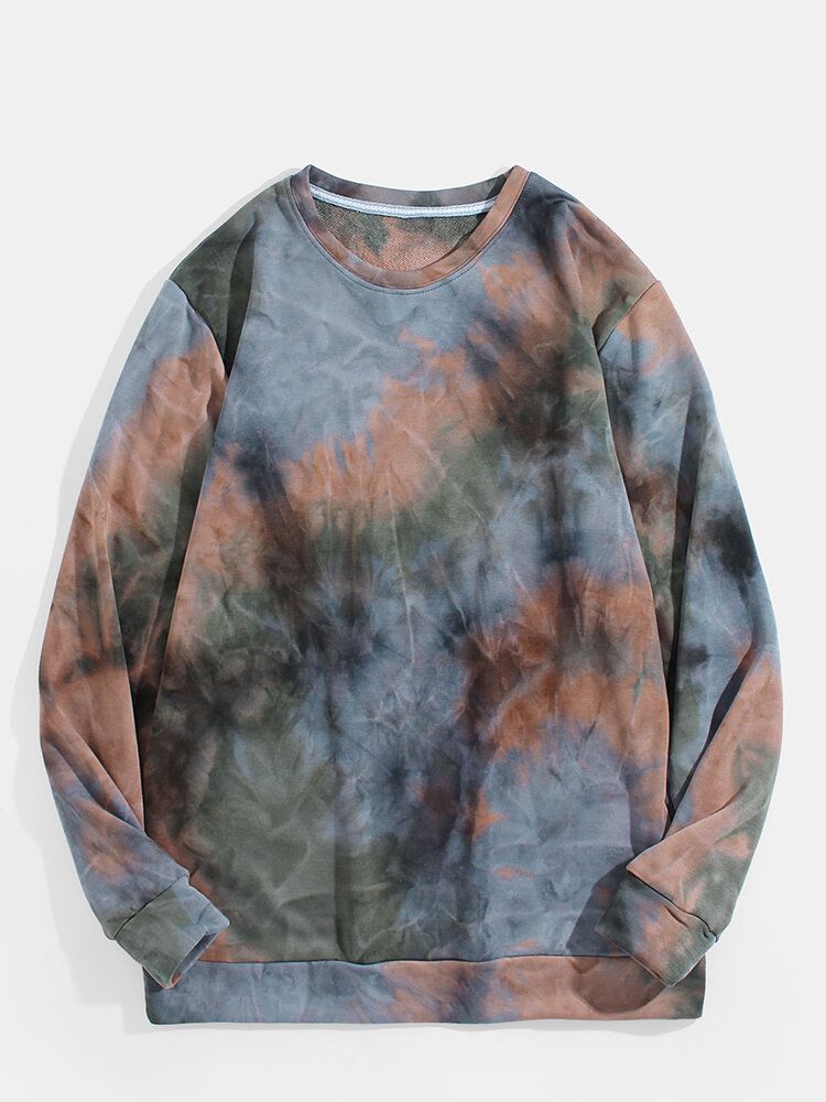 Sudaderas Casuales Con Cuello Redondo Y Estampado Tie Dye Para Hombre