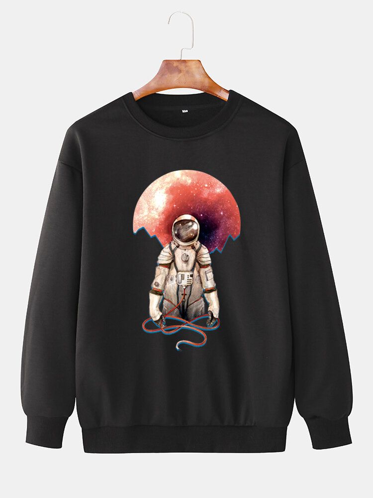 Sudaderas Casuales De Manga Larga Con Cuello Redondo Y Estampado De Astronautas Para Hombre