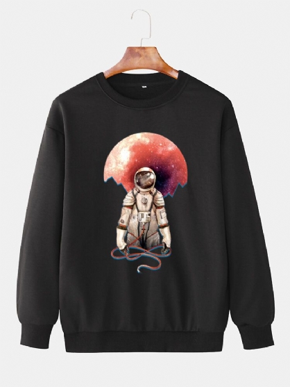 Sudaderas Casuales De Manga Larga Con Cuello Redondo Y Estampado De Astronautas Para Hombre