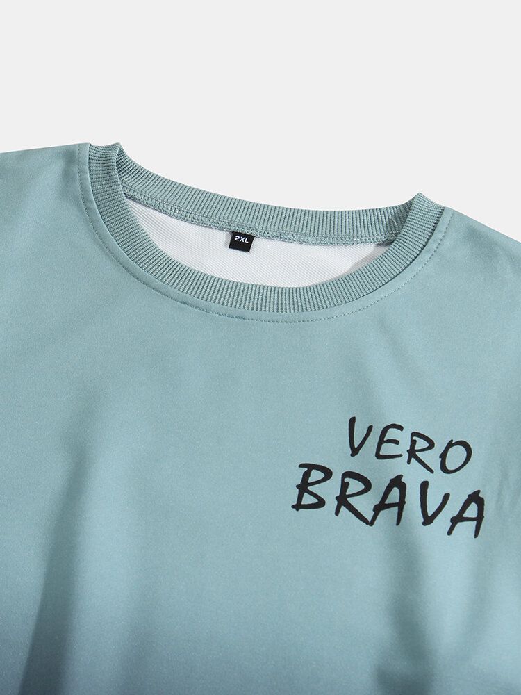 Sudaderas Casuales De Manga Larga Con Estampado De Letras Para Hombre Ombre