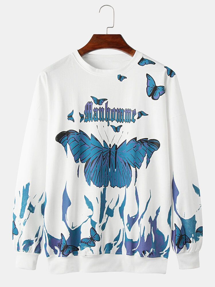 Sudaderas Casuales De Manga Larga Con Estampado De Mariposas Para Hombre