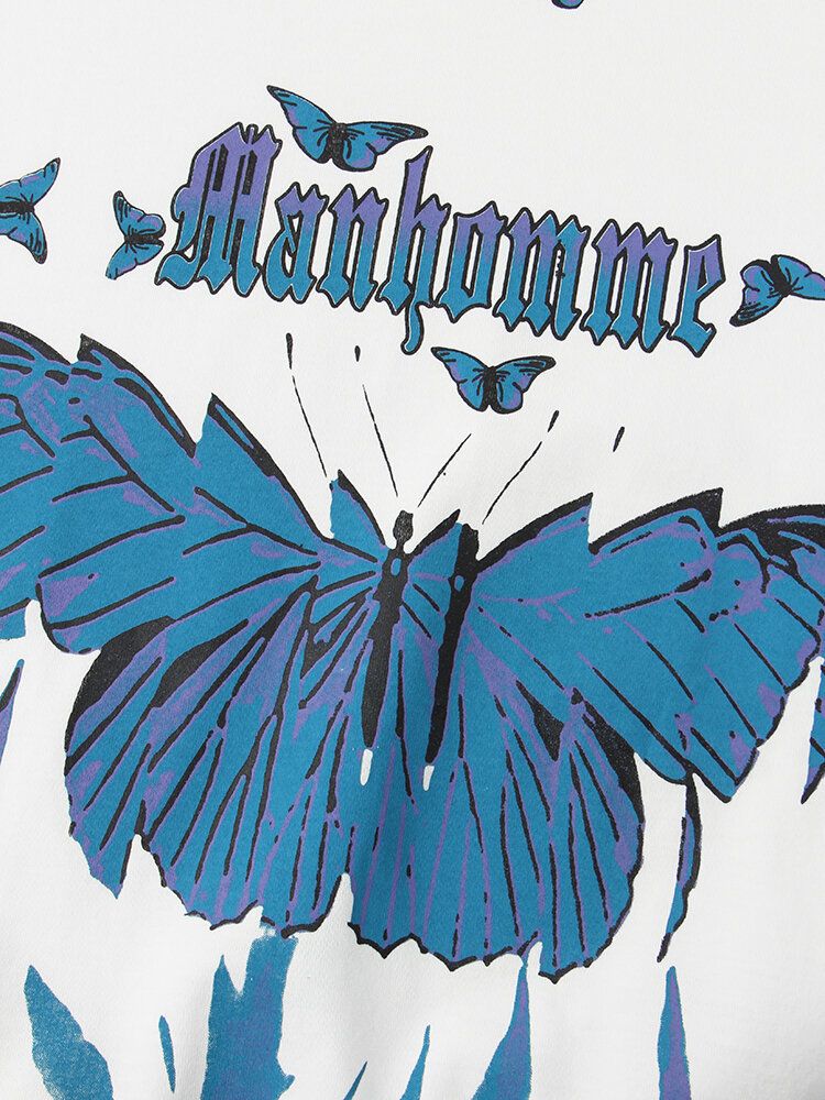 Sudaderas Casuales De Manga Larga Con Estampado De Mariposas Para Hombre