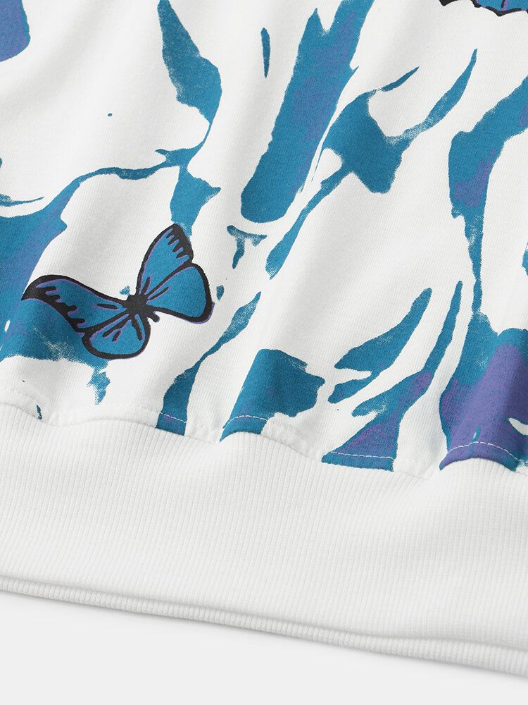 Sudaderas Casuales De Manga Larga Con Estampado De Mariposas Para Hombre